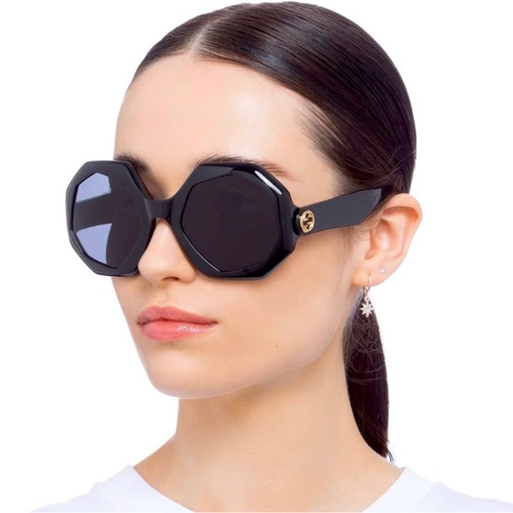 NEW GUCCI GG1242S 001 OVERSIZED ROUND WOMEN’S SUNGLASSES GUCCI GG1242S BLACK - Picture 5 of 15